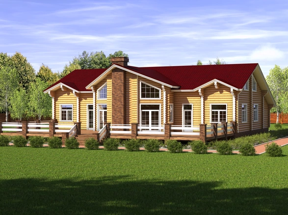 Дом из оцилиндрованного бревна 19,4 х 19,7 м