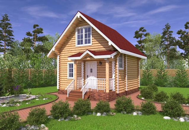 Дом из оцилиндрованного бревна 5,5 х 5,5 м <span>№72</span>