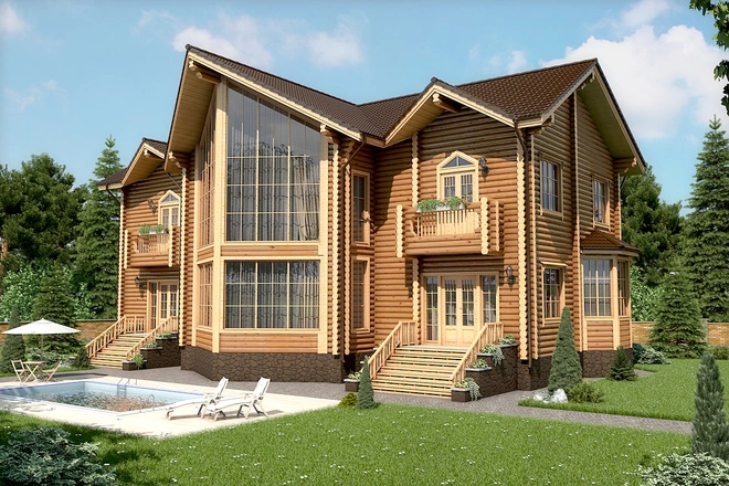 Дом из оцилиндрованного бревна 15 х 22 м <span>№62</span>