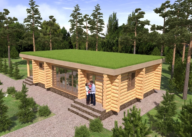 Баня-дом из оцилиндрованного бревна 7 х 12 м