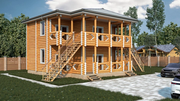 Отель из оцилиндрованного бревна 10 х 12 м