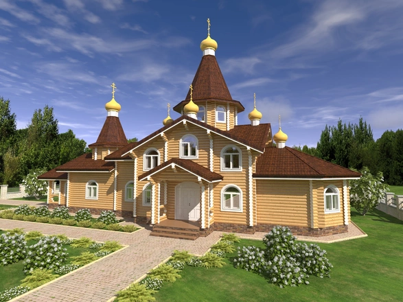 Храм из оцилиндрованного бревна 9х24 м