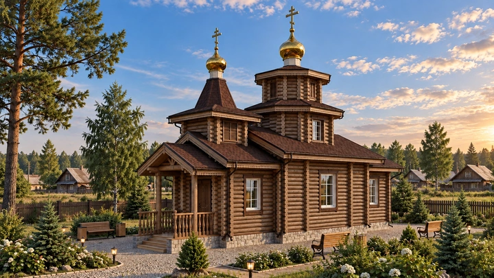 Храм из оцилиндрованного бревна 14,7 х 5,4 м <span>№5</span>