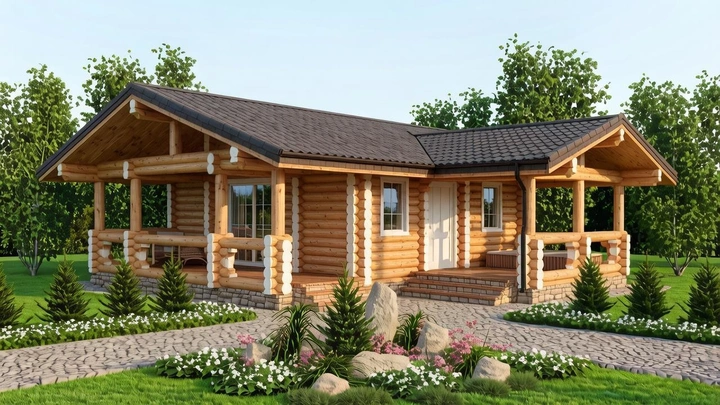 Баня из оцилиндрованного бревна 10 х 8,6 м <span>№43</span>