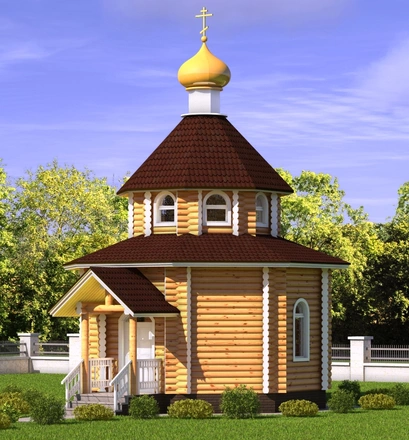 Часовня из оцилиндрованного бревна 7х7 м <span>№1</span>