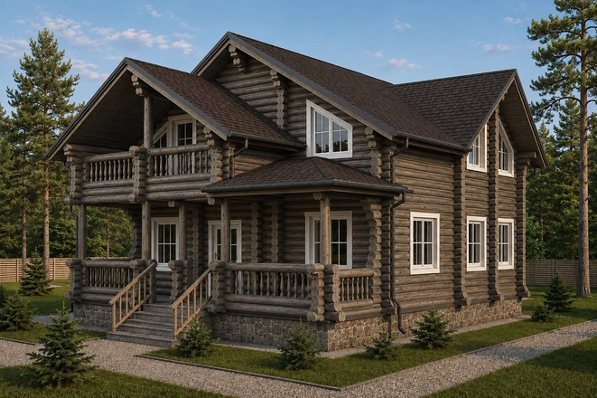 Дом из оцилиндрованного бревна 10,8 х 12 м <span>№11</span>