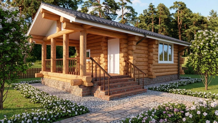 Баня из оцилиндрованного бревна 10 х 5,1 м <span>№22</span>