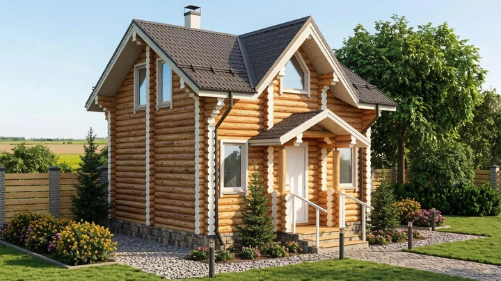 Баня - дом из оцилиндрованного 6 х 6,7 м <span>№48</span>