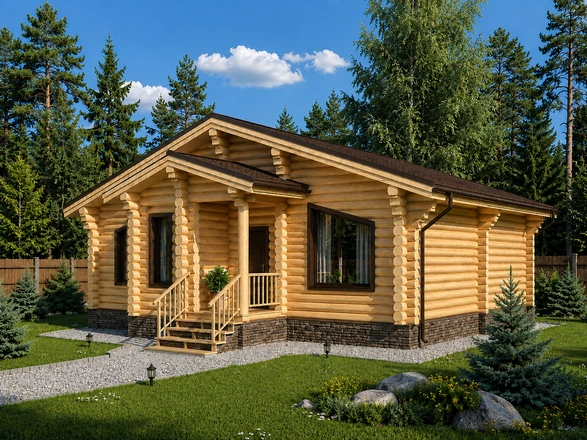 Дом из оцилиндрованного бревна 10,1 х 11,8 м <span>№7</span>
