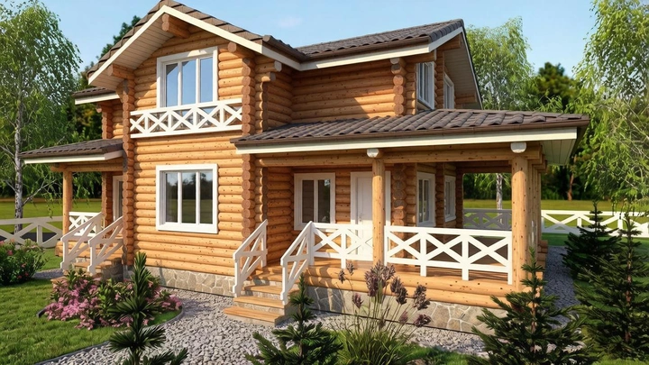 Дом из оцилиндрованного бревна 10 х 6,9 м <span>№112</span>