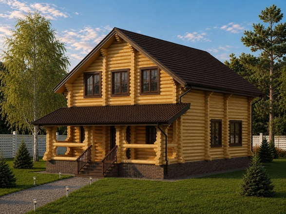 Дом из оцилиндрованного бревна 9 х 9,75 м <span>№47</span>